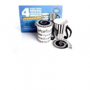 Tassen mit Deckel  mit Noten- & Tasten-Design, 4er Pack